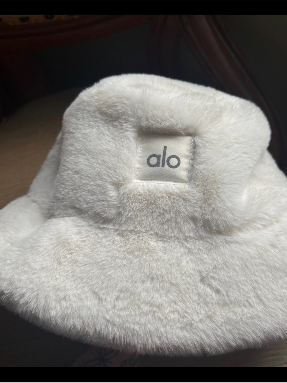 ALO Yoga Cream Faux Fur Bucket Hat